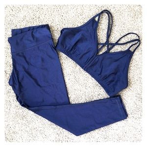 Navy blue sports bra and bottoms set from Whisper